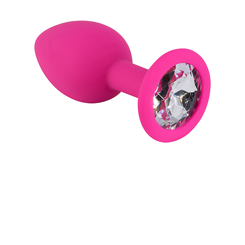 Розовая силиконовая пробка с прозрачным кристаллом   3310-01 купить в секс-шопе Сочи