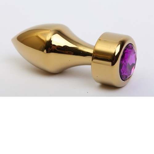 Анальная пробка металл золото с фиолетовым стразом 7,8х2,9см  47443-5mm купить в секс-шопе Сочи