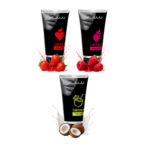 Сет съедобных лубрикантов JUJU  клубника, малина, кокос, 3х50ml  JUJU 691juju купить в секс-шопе Сочи