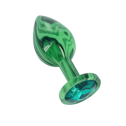 Эмалированная анальная пробка из алюминия с ярко зелёным кристаллом  ap-al001zy-07 купить в секс-шопе Сочи