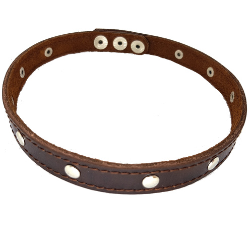 Ошейник кожаный коричневый узкий 15 мм  dm-ch-006 купить в секс-шопе Сочи