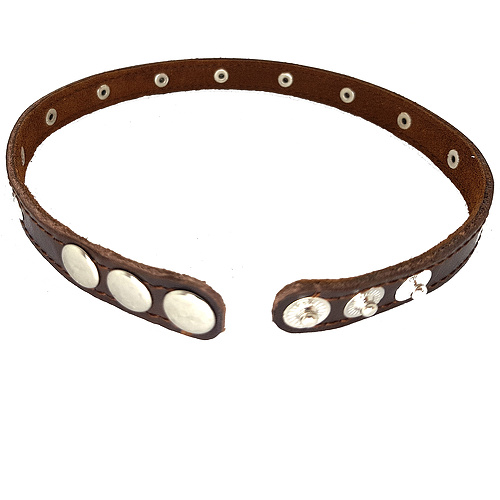 Ошейник кожаный коричневый узкий 15 мм  dm-ch-006 купить в секс-шопе Сочи