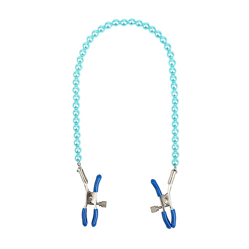 Голубые зажимы на соски с цепочкой  nc-p005-b купить в секс-шопе Сочи
