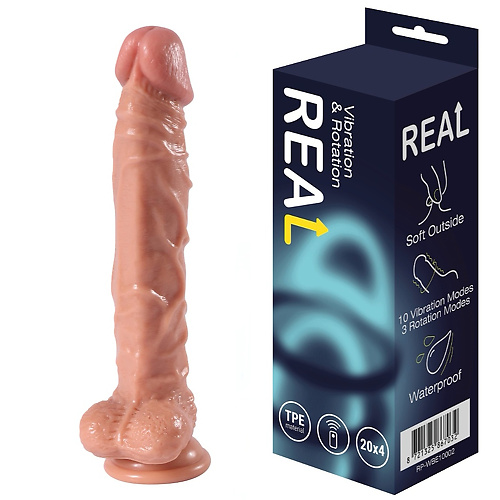 Реалистичный фаллоимитатор с функцией ротации и вибрации с дистанционным управлением 26 см Real rp-wbe10002 купить в секс-шопе Сочи