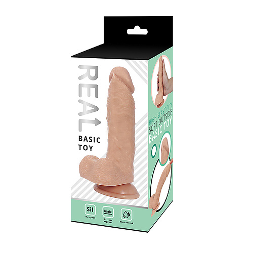 Реалистичный фаллоимитатор REAL с мошонкой на присоске, silicone, 17х4 см. Real rs10027 купить в секс-шопе Сочи