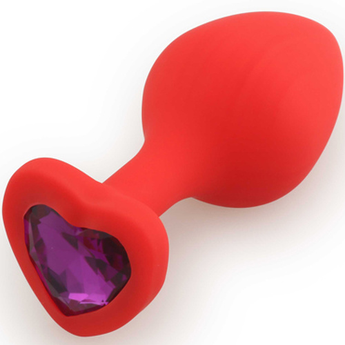 Анальная пробка Play Secrets Silicone Butt Plug Heart Shape Medium, красный фиолетовый  s39809 купить в секс-шопе Сочи