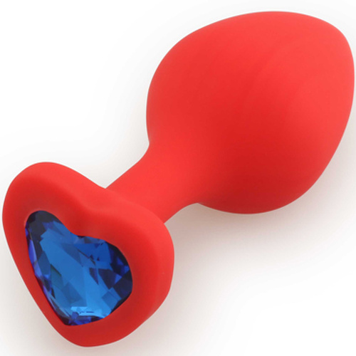 Анальная пробка Play Secrets Silicone Butt Plug Heart Shape Medium, красный синий  s39810 купить в секс-шопе Сочи