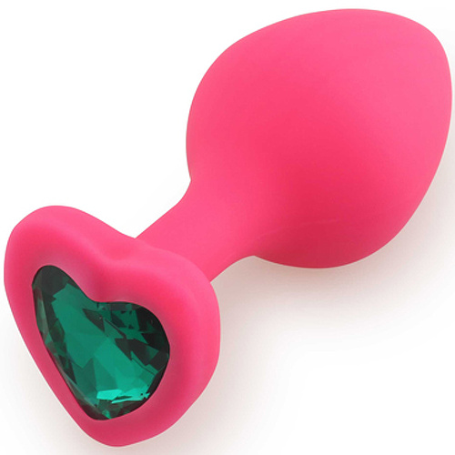 Анальная пробка со стразом Play Secrets Silicone Butt Plug Heart Shape Medium, розовый темно-зеленый Beauty Ass s39817 купить в секс-шопе Сочи