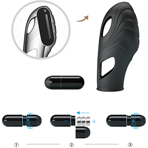 Вибронасадка на палец Baile Pretty Love Lich, черная Baile s67274 купить в секс-шопе Сочи