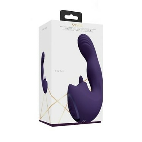 Вибромассажер Yumi с тремя моторами для точки G и мерцающим стимулятором язычка (фиолетовый)  vive060pur купить в секс-шопе Сочи